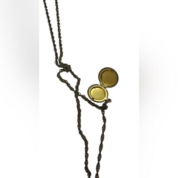 Gold Vintage Inspired Flower Cameo Victorian Delicate Chain Locket Necklace - Picture 7 of 8